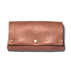縫製のないふんわり長財布（牛革/プルアップ/ヌバック仕上げ/Pink Brown） 1枚目の画像