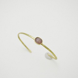 簡單小石系列-橘色月光石‧黃銅手環 第1張的照片