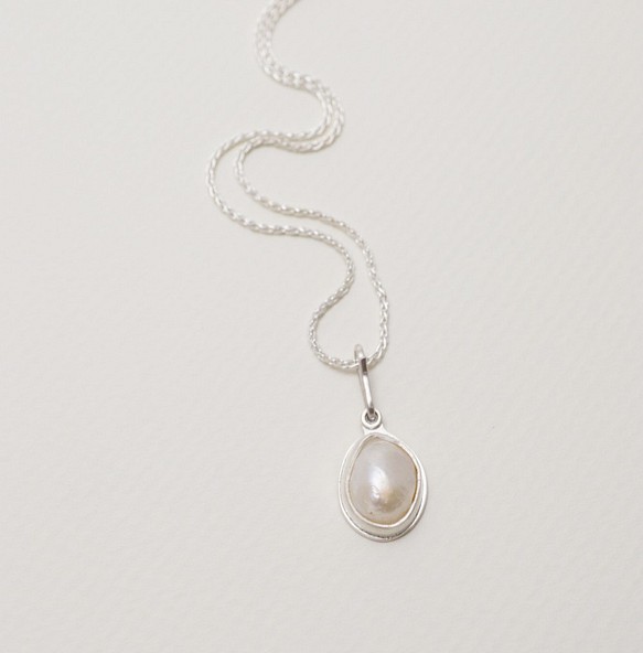 簡單小石系列-巴洛克珍珠‧純銀項鍊‧#1 第1張的照片
