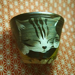 自作陶器シリーズ「眠り猫の湯呑み28」 1枚目の画像