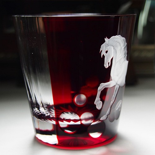 切子ロックグラス「馬」銅赤 グラス 自由工房 通販｜Creema(クリーマ)