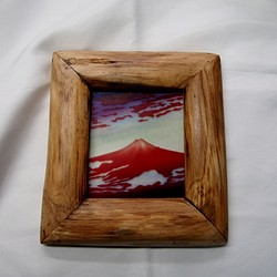 彫刻ガラス絵「赤富士」 1枚目の画像