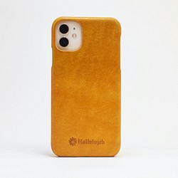 【不到半價】適配iPhone11/Pro/Max！意大利皮革智能手機外殼牛皮真皮黃色 HAK050 第1張的照片