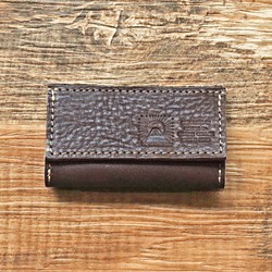 可單手打開的鑰匙包櫪木皮革4連雙色雙色禮物巧克力JAK048 第1張的照片