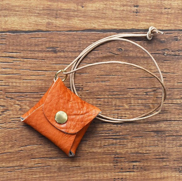 櫪木皮革方形零錢包配件包配件包零錢包牛皮真皮橙色JAK059 第1張的照片