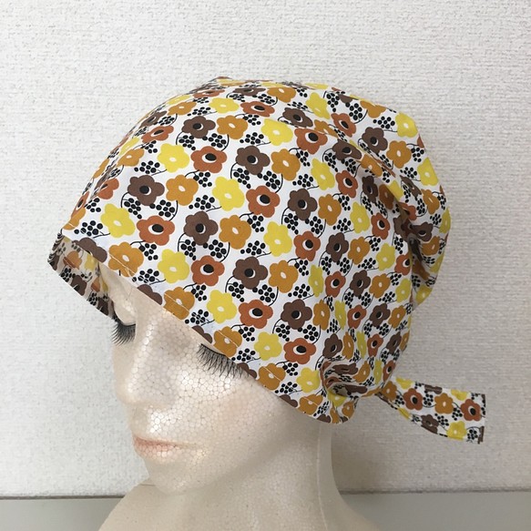 夏用ケア帽子  黄色のお花 1枚目の画像