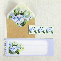 額紫陽花のクラフトミニ封筒＆メッセージカード 1枚目の画像