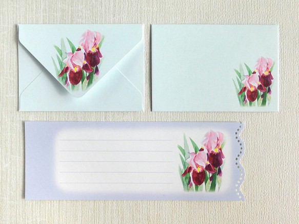 ジャーマンアイリスのミニ封筒＆メッセージカード（外模様） 1枚目の画像