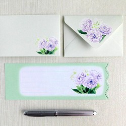 薄紫のトルコキキョウのミニ封筒＆メッセージカード（外模様） 1枚目の画像