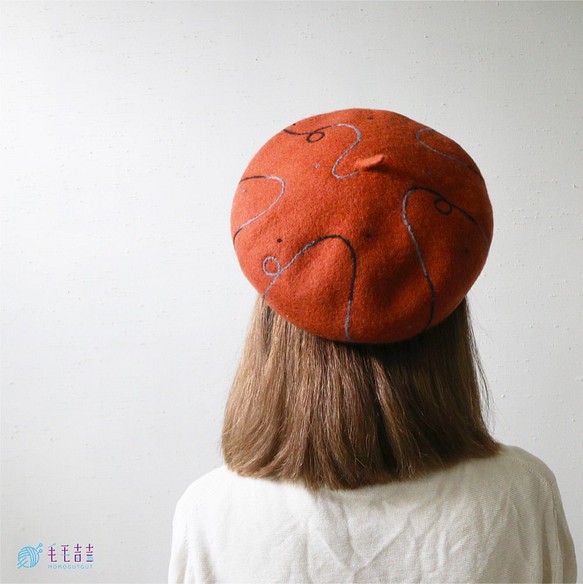 ベレー帽 デザイン アート 海外 - ハンチング/ベレー帽