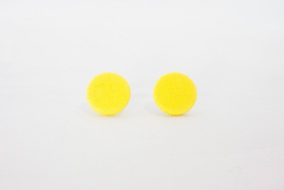 Circle dot 檸檬錠 織布 不鏽鋼耳針 耳環 耳夾 第1張的照片