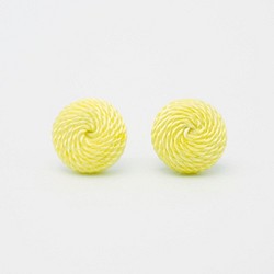 Circle dot 青檸檬 織布 不鏽鋼耳針 耳環 耳夾 183 第1張的照片