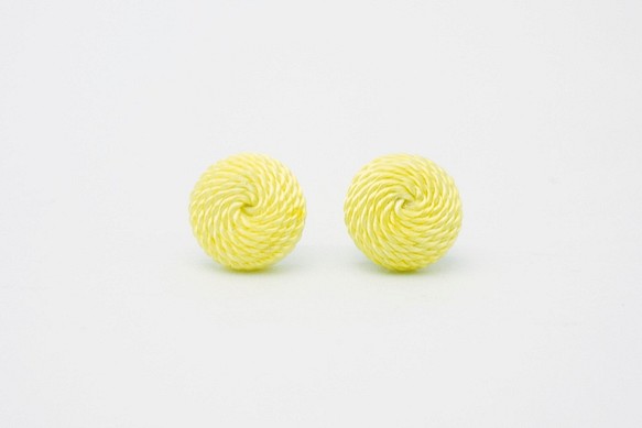 Circle dot 青檸檬 織布 不鏽鋼耳針 耳環 耳夾 183 第1張的照片