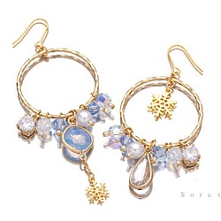 雪和寶石耳環/耳釘（Blue opal） 第1張的照片