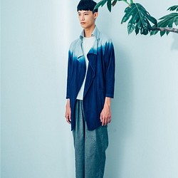 I . A . N Design 淺灰立領版型外套 漸層藍染 有機棉 Organic Cotton 第1張的照片