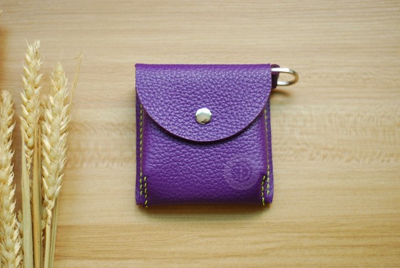 零錢小包-紫｜真皮手縫｜ 第1張的照片