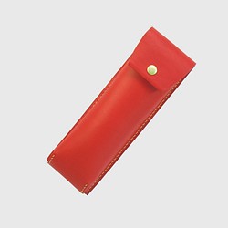 日式筆袋 真皮手縫 (紅色) 第1張的照片
