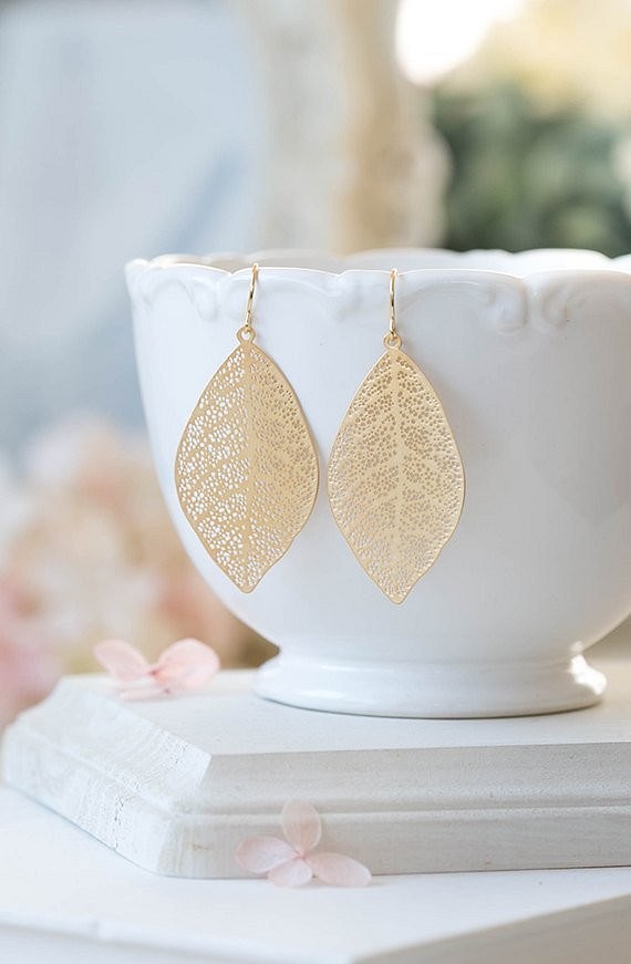 LeChaim Jewelry ★ Simple ★ Gold Leaf 耳環-母親節禮物- 第1張的照片