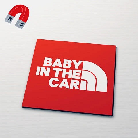 【マグネット】BABY IN CAR:レインボー角デザイン 1枚目の画像