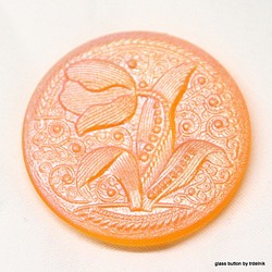 捷克玻璃按鈕胸針鬱金香酸橙 第1張的照片