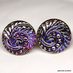 有限公司[耳環]玻璃鈕扣&#39;耳環渦吉丁蟲紫銀 第1張的照片