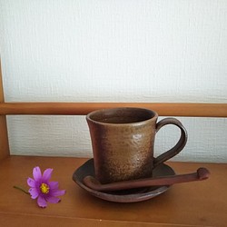 備前焼 コーヒー椀 スプーン付き 1枚目の画像