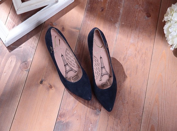 Cinderella-静かな青ブランド - 尖った革ハイヒールの靴 1枚目の画像