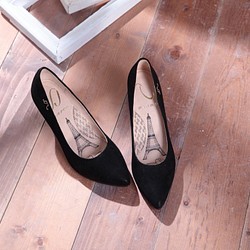 Cinderella-贅沢な輝きブラック - 革ハイヒールの靴を指摘しました 1枚目の画像