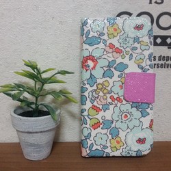 花柄(ブルー)♡iPhoneSE/5/5s手帳型ケース 1枚目の画像