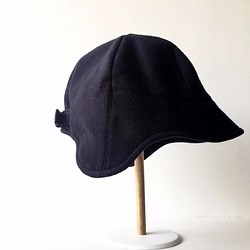 DEERCAP | AIRY KERSEY NAVY ふんわりウールの耳あて付き帽子 1枚目の画像