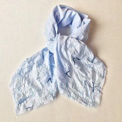 ABUKU SCARF ｜透過する水の羽衣 "maruhane-embroidery" c/#WATER 1枚目の画像