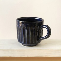 しのぎマグカップ～藍 1枚目の画像