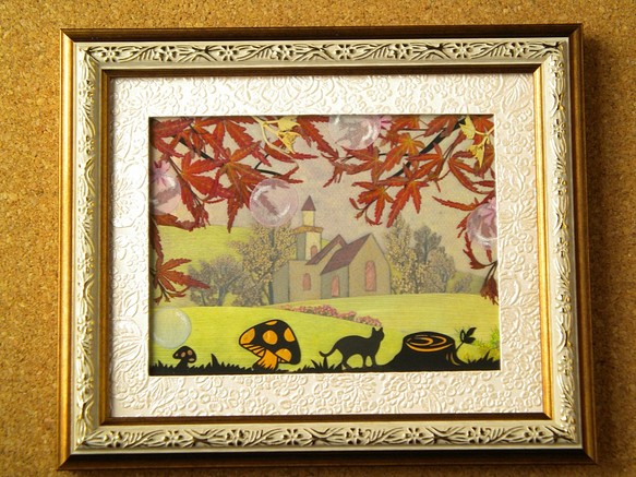押し花アート　高原の秋（押し花絵） 1枚目の画像
