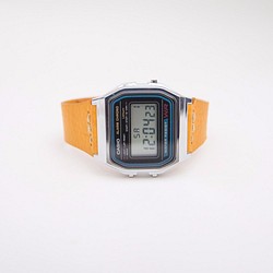 g HERMES エルメス 糸使用♪ CASIO A158専用 アリゾナ レザー 革ベルト 腕時計 1枚目の画像