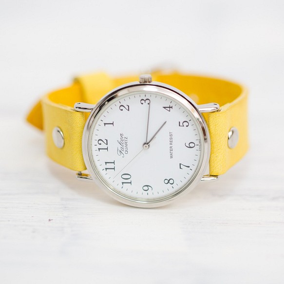 4 Chipsiti 皮革粉彩淺黃色皮帶緬因手錶 第1張的照片