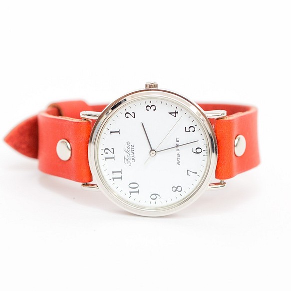 Chipsiti 皮革粉彩紅色皮革皮帶腕錶 第1張的照片