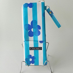 折りたたみ傘ケース＊フラワー/ブルー 1枚目の画像