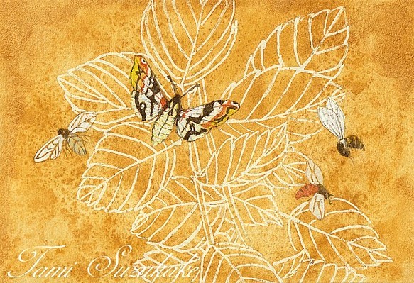 水彩画・原画「植物と昆虫」 1枚目の画像