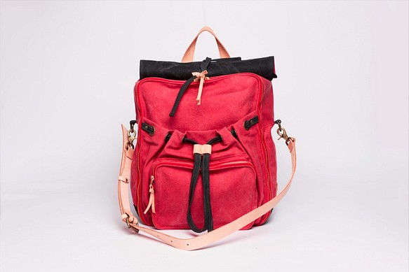 West Village Bag/上蠟帆布後背包 Urban Jungle Backpack (Red) (Large） 第1張的照片