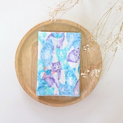 ブルー子猫タオル/ハンカチ 1枚目の画像