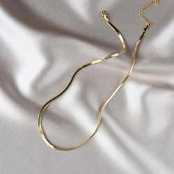 歐美風格細緻款黃銅蛇鏈短鏈 第1張的照片