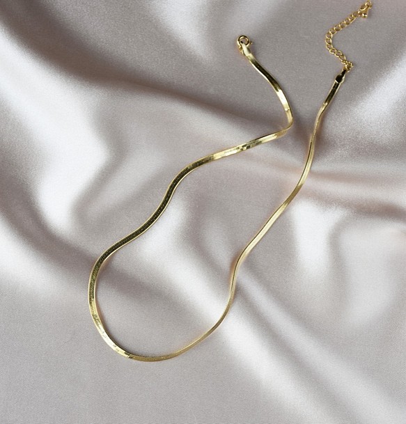 歐美風格細緻款黃銅蛇鏈短鏈 第1張的照片