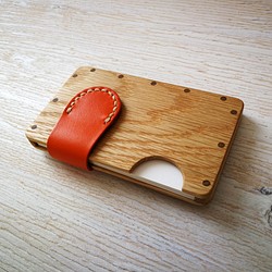 a card case オーク×オレンジ　- 無垢材と本革の名刺入れ - 1枚目の画像
