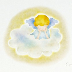 【天使のポストカード】E.空から見守る天使（4枚セット） 1枚目の画像