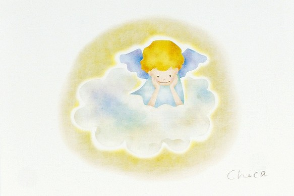 【天使のポストカード】E.空から見守る天使（4枚セット） 1枚目の画像