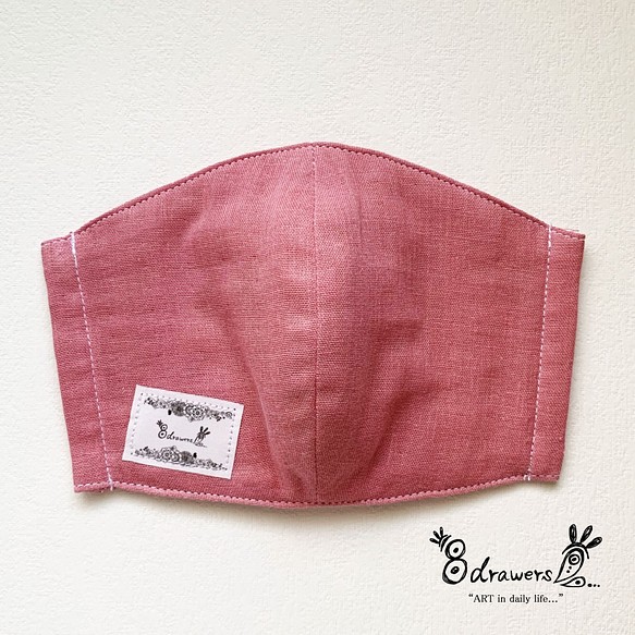 日本製コットン　Wガーゼ　マスク　大人ピンク　専用フィルターポケット付き　 1枚目の画像