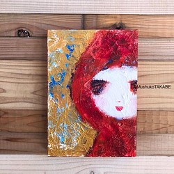 [red hood gold] #原画 #抽象 #アート #赤ずきん #癒し #芸術の秋 #もの想い #キラキラ 1枚目の画像