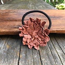 革花のヘアゴム Lサイズ  サーモンピンク 1枚目の画像
