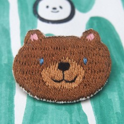 ◭小動物頭刺繡胸針◮ 咖啡熊 Bear 第1張的照片