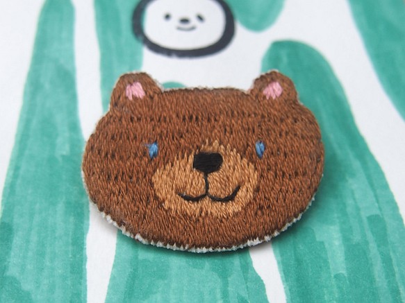 ◭小動物頭刺繡胸針◮ 咖啡熊 Bear 第1張的照片